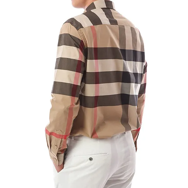 Áo Sơ Mi Nam Burberry Wide Vintage Check Stretch Shirt 8010213 Màu Camel Size S - 4