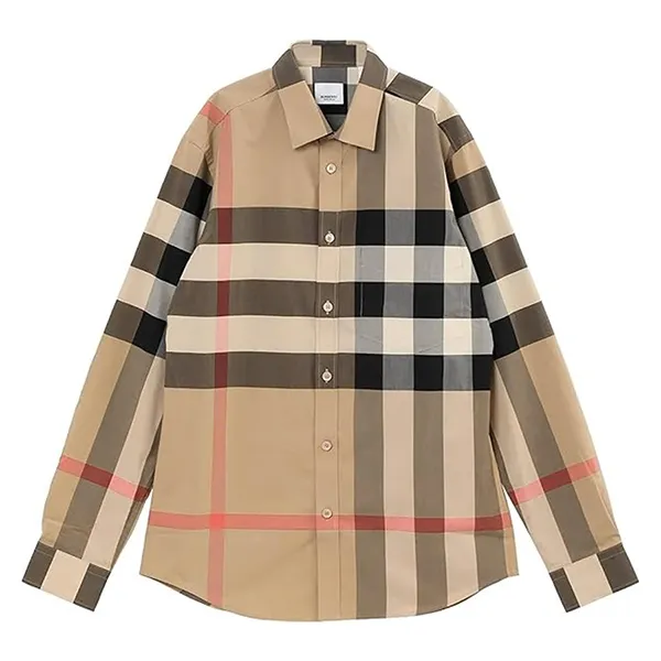 Áo Sơ Mi Nam Burberry Wide Vintage Check Stretch Shirt 8010213 Màu Camel Size S - 1