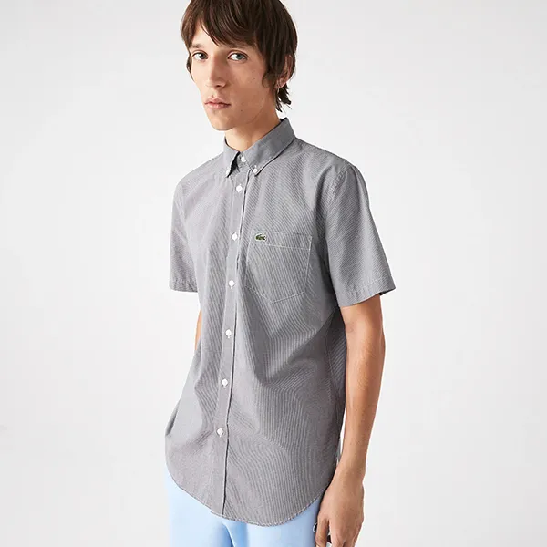 Áo Sơ Mi Nam Lacoste Men's Regular Fit Gingham Check Shirt CH2879 522 Màu Đen Trắng Size 38 - Thời trang - Vua Hàng Hiệu