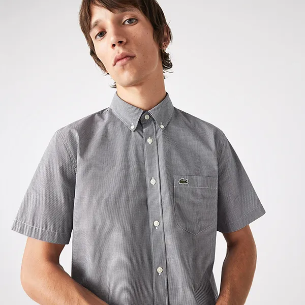 Áo Sơ Mi Nam Lacoste Men's Regular Fit Gingham Check Shirt CH2879 522 Màu Đen Trắng Size 38 - Thời trang - Vua Hàng Hiệu