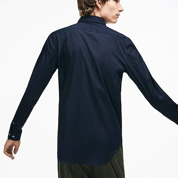 Áo Sơ Mi Nam Lacoste Men's Slim Fit Long Sleeve Wovens Shirt CH9628 Màu Xanh Đen Size 41 - 3