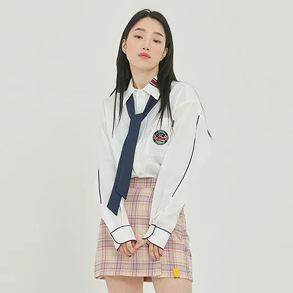 Áo Sơ Mi Romantic Crown Piping Tie Shirt Màu Trắng Size S - Thời trang - Vua Hàng Hiệu