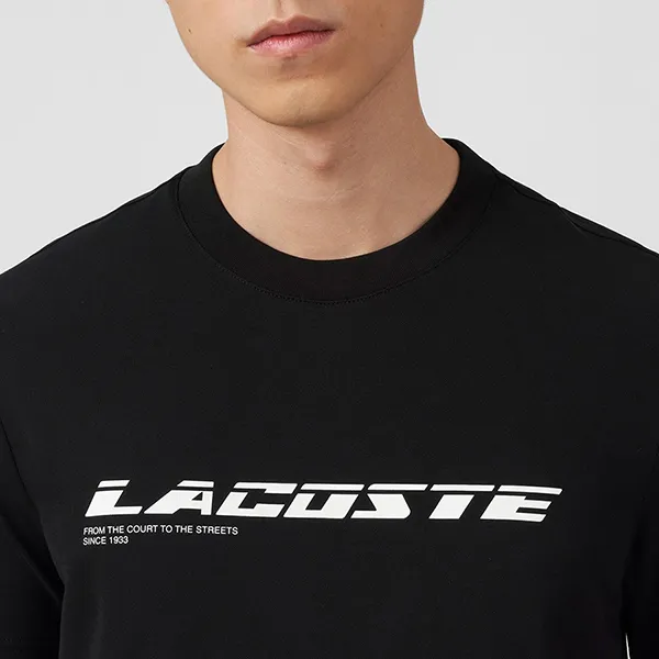Áo Thun Nam Lacoste Regular Fit Branded Piqué TShirt TH9685 031 Màu Đen Size 5 - 3