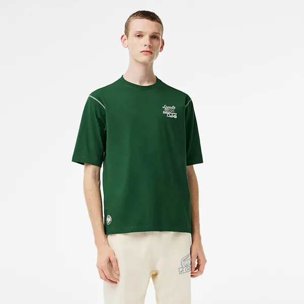 Áo Thun Nam Lacoste Sport Roland Garros Edition Chunky Jersey TShirt TH6230 51 132 Màu Xanh Lá Size 3