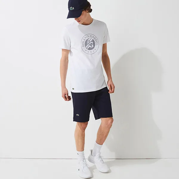 Áo Thun Nam Lacoste Sport Roland Garros Erkek Bisiklet Yaka TShirt TH9228 00 522 Màu Trắng Size 2