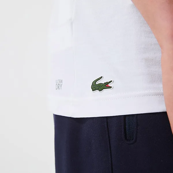 Áo Thun Nam Lacoste Sport Roland Garros Erkek Bisiklet Yaka TShirt TH9228 00 522 Màu Trắng Size 2