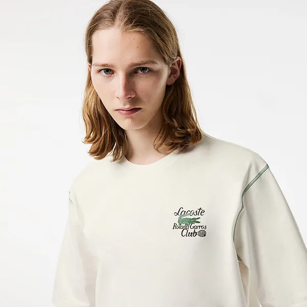 Áo Thun Nam Lacoste Tshirt Relaxed Fit TH6230 70V Màu Be Nhạt Size 4