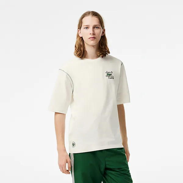 Áo Thun Nam Lacoste Tshirt Relaxed Fit TH6230 70V Màu Be Nhạt Size 4