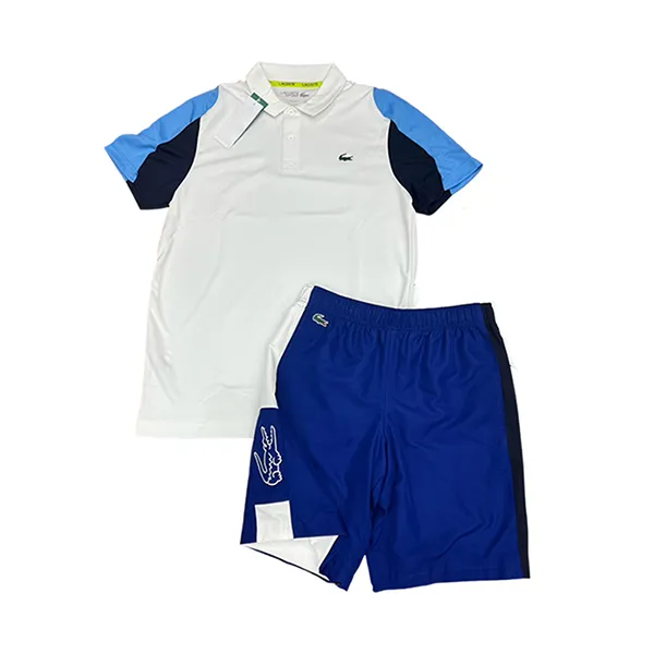 Bộ Quần Áo Cộc Tay Nam Lacoste Lacoste Sport 3D Crocodile Lightweight Màu Trắng Xanh Size 2