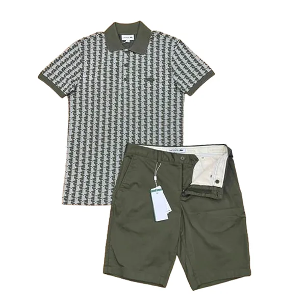 Bộ Quần Áo Cộc Tay Nam Lacoste Men's Màu Xanh Kaki - Thời trang - Vua Hàng Hiệu