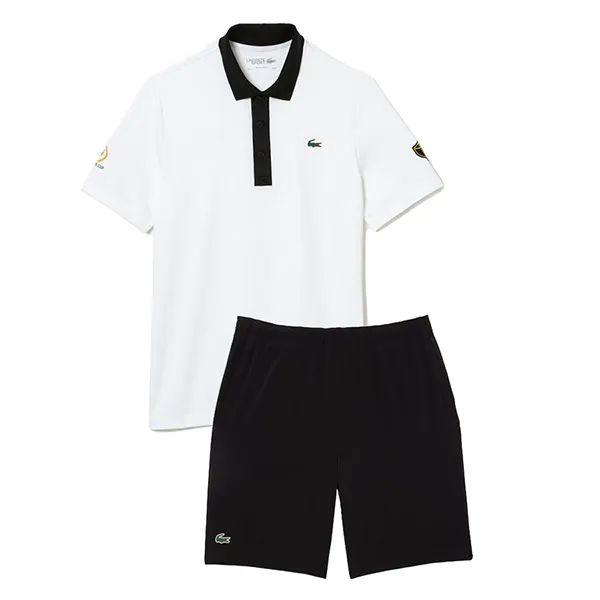 Bộ Quần Áo Cộc Tay Nam Lacoste Men's Sport GH6961 / DH8193 Màu Đen Trắng Size 3