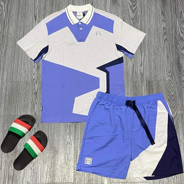 Bộ Quần Áo Cộc Tay Nam Puma Butter Goods Two Button Màu Xanh Xám Size XS