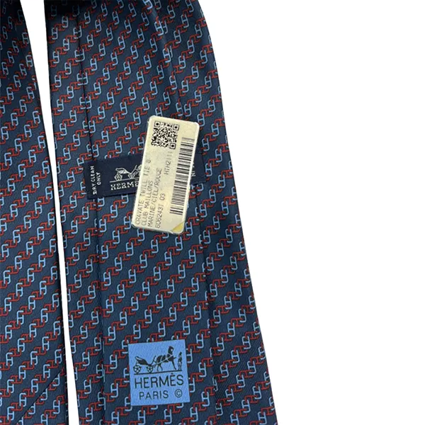Cà Vạt Nam Hermès Cravate Club Maillons Tie Marine/Ciel/Rouge Màu Xanh Navy - Thời trang - Vua Hàng Hiệu