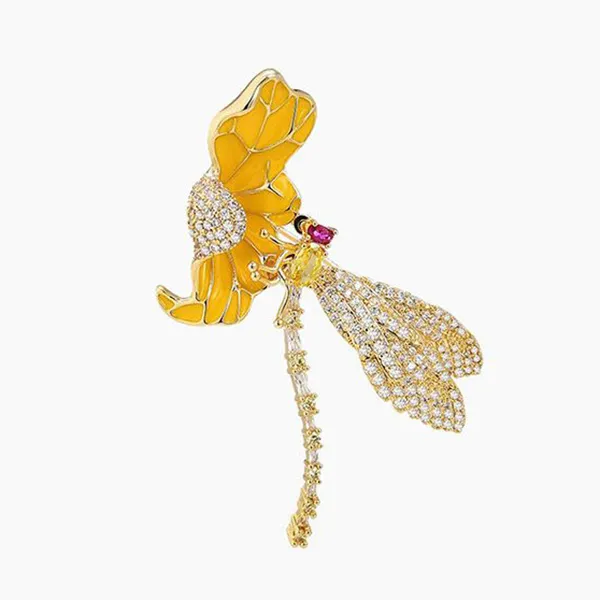 Cài Áo Nữ Meri Butterfly & Flower BR606 Màu Vàng