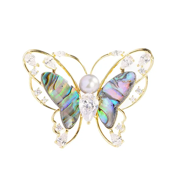 Cài Áo Nữ Meri Butterfly Xà Cừ Tinh Tế BR655 Màu Vàng Gold