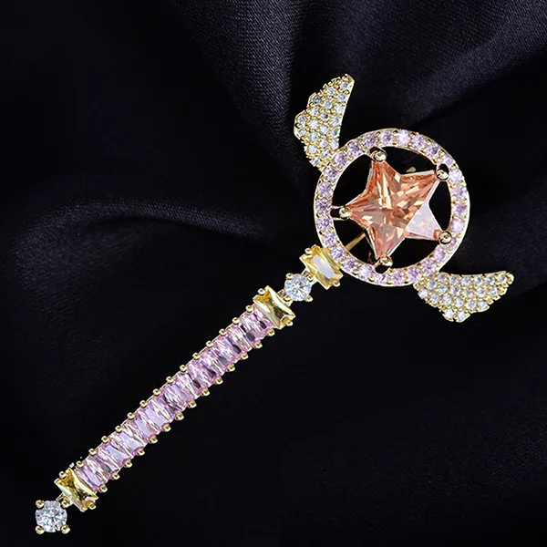 Cài Áo Nữ Meri Cây Gậy Phép Thuật BR653 Màu Tím/Vàng Gold