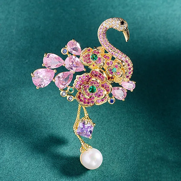 Cài Áo Nữ Meri Hồng Hạc Và Hoa BR657 Nhiều Màu