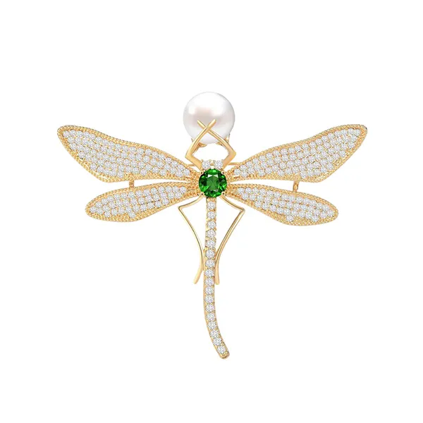 Cài Áo Nữ Meri Pearl Butterfly BR601 Màu Vàng