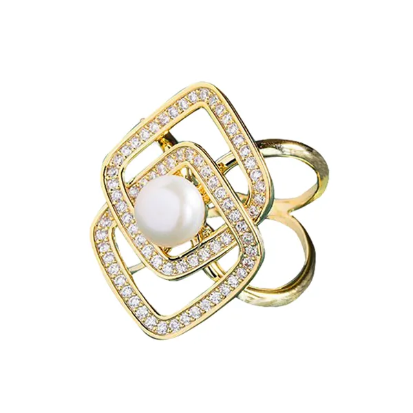 Cài Khăn Nữ Meri Đính Đá Cách Điệu BR696 Màu Vàng Gold