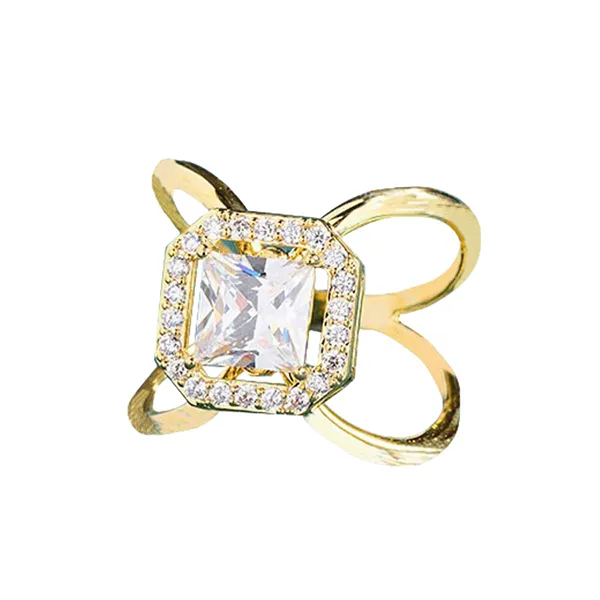 Cài Khăn Nữ Meri Đính Đá Vuông BR698 Màu Vàng Gold