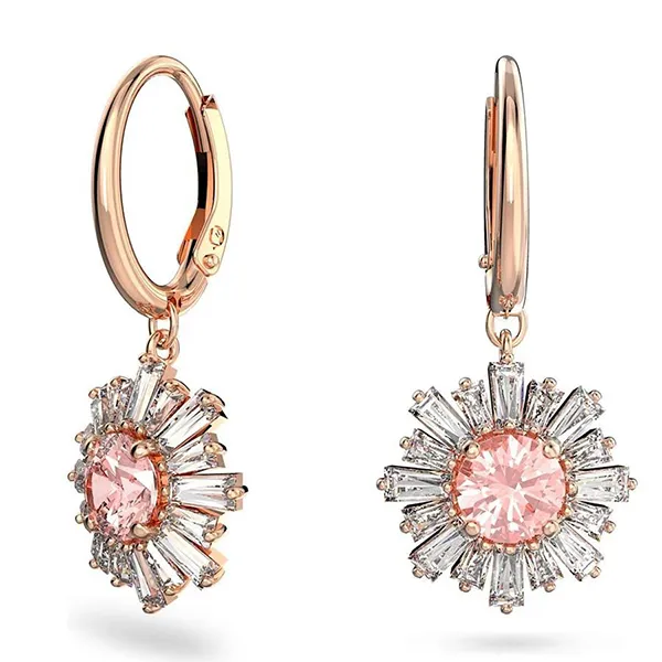Combo Dây Chuyền + Khuyên Tai Nữ Swarovski Sunshine Rose Gold-Tone Plated 5642965/5642961 Màu Vàng Hồng