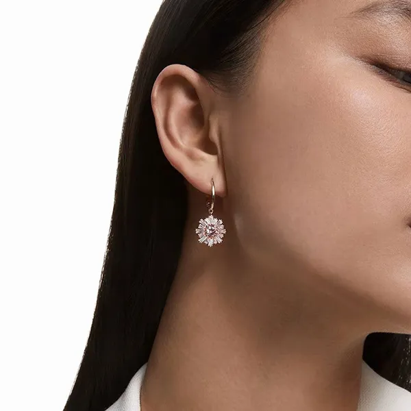 Combo Dây Chuyền + Khuyên Tai Nữ Swarovski Sunshine Rose Gold-Tone Plated 5642965/5642961 Màu Vàng Hồng
