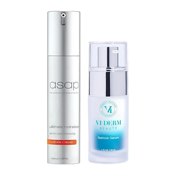 Combo Tinh Chất Hỗ Trợ Giảm Mụn Vi Derm Beauty Retinoic Serum + Kem Dưỡng Ẩm Asap Ultimate Hydration (30ml + 50ml)
