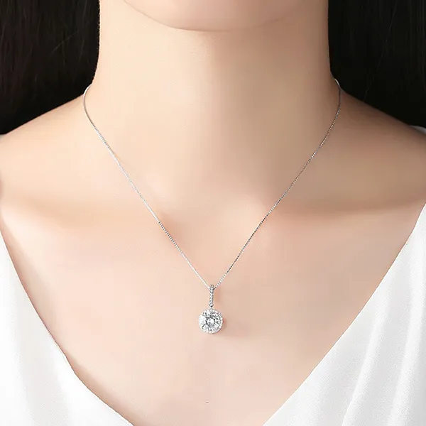 Dây Chuyền Nữ Kya Jewel Bạc Ý Đá Trắng Tròn Thanh Lịch SN116 Màu Bạc
