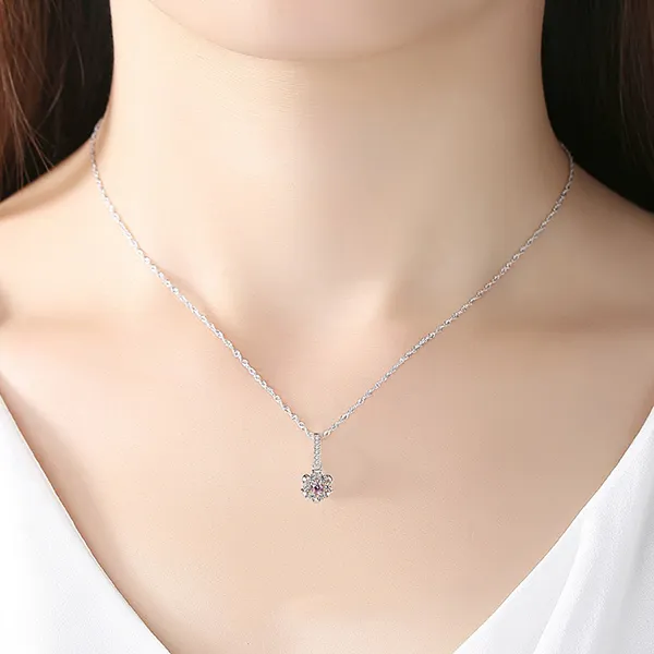 Dây Chuyền Nữ Kya Jewel Bạc Ý Nhụy Hồng Tinh Tế SN26 Màu Bạc