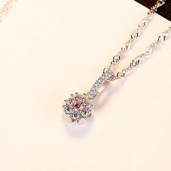 Dây Chuyền Nữ Kya Jewel Bạc Ý Nhụy Hồng Tinh Tế SN26 Màu Bạc