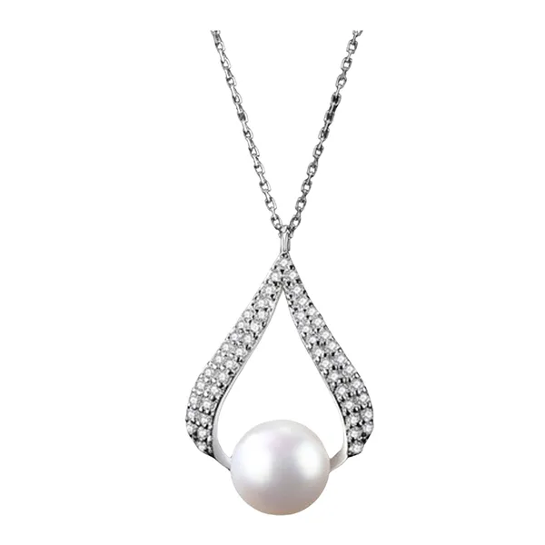 Dây Chuyền Nữ Kya Jewel Mặt Cách Điệu Đính Đá Và Ngọc Trai Trắng PN6 Màu Bạc