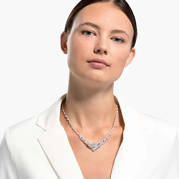 Dây Chuyền Nữ Swarovski Dancing Swan Necklace White, Rhodium Plated 5536766 Màu Bạc