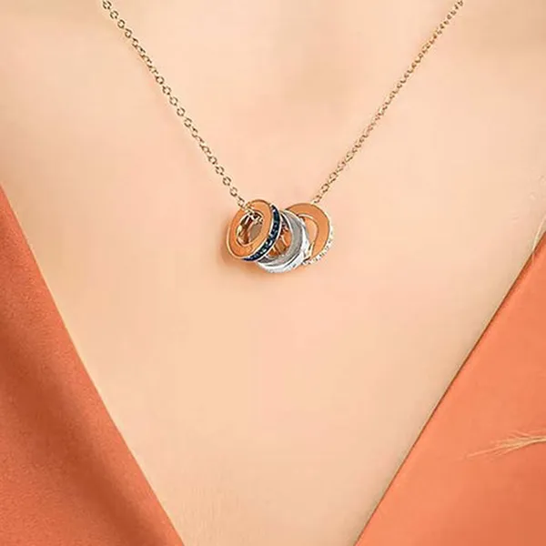 Dây Chuyền Nữ Swarovski Hint Pendant Necklace With A Mixed Metal Finish And White Crystals On A Rose Gold Tone Plated Chain 5353666 Màu Vàng Hồng - 1