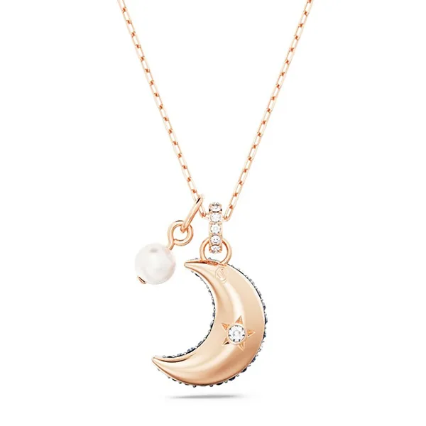 Dây Chuyền Nữ Swarovski Luna Pendant Moon, Multicolored, Rose Gold-Tone Plated 5671585 Màu Xanh Blue - Trang sức - Vua Hàng Hiệu