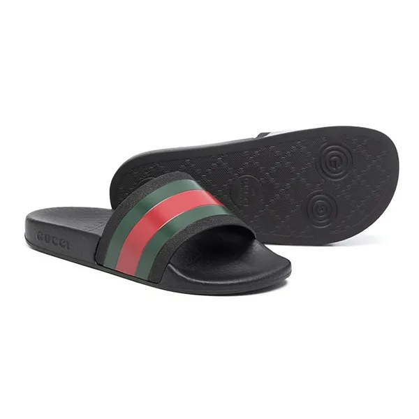 Dép Gucci Signature Stripe-Print Slides Màu Đen Size 40