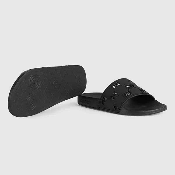 Dép Gucci Wmns Rubber GG Slide Sandal 573922-JDR00-1000 Màu Đen Size 40 - 3