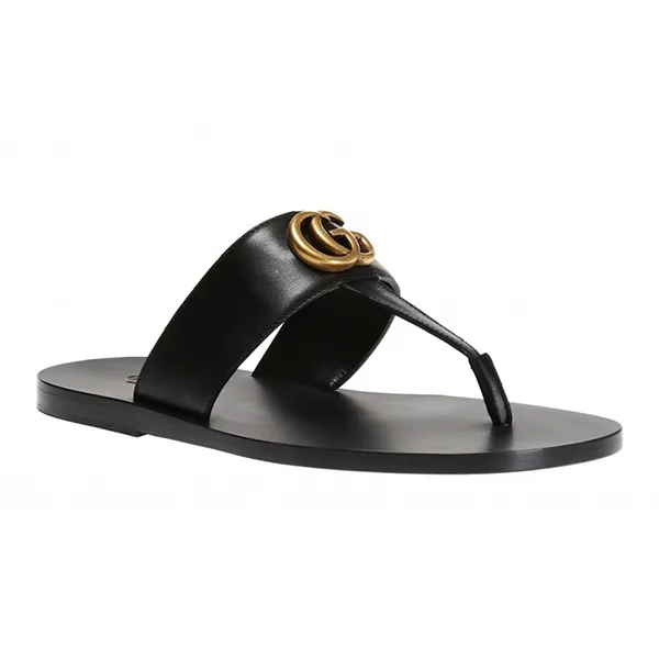 Dép Nam Gucci GG Black Metal Logo Flip-Flops 498698 A4HD0-1000 Màu Đen Size 40