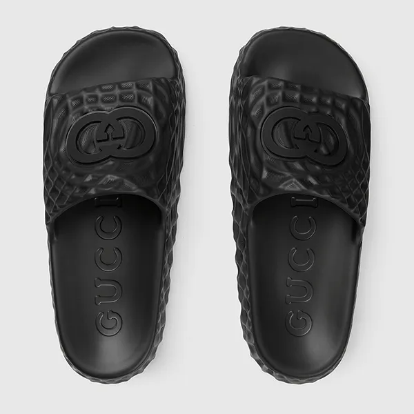 Dép Gucci Men's Interlocking G Slide Sandal 770801 J8710 Màu Đen Size 40 - 3