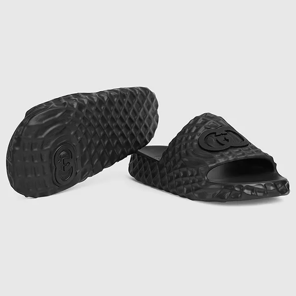 Dép Gucci Men's Interlocking G Slide Sandal 770801 J8710 Màu Đen Size 40 - 4