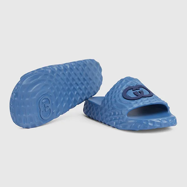 Dép Nam Gucci Men's Interlocking G Slide Sandal 770801 J8710 Màu Xanh Blue Size 39 - 4
