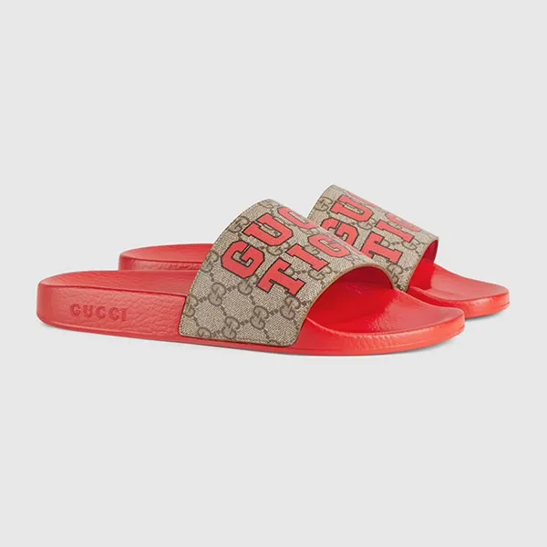 Dép Nam Gucci Tiger Slide Sandal 687612-UTH00-9749 Màu Đỏ/Be Size 41