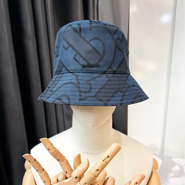 Mũ Burberry Bucket Blue Cotton Monogram Hat 8072726 Màu Xanh Họa Tiết - Mũ nón - Vua Hàng Hiệu