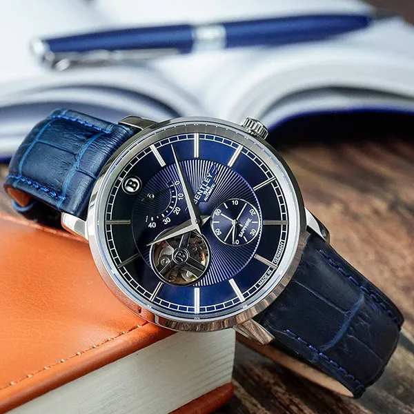 Đồng Hồ Nam Bentley Open Heart BL1862-15MWNN-AMS-GL-X Màu Xanh Bạc