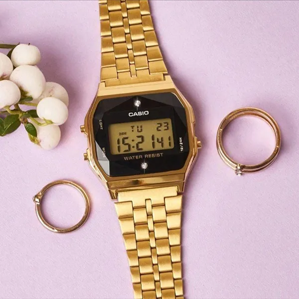 Đồng Hồ Nam Casio A159WGED-1DF Màu Vàng Đen