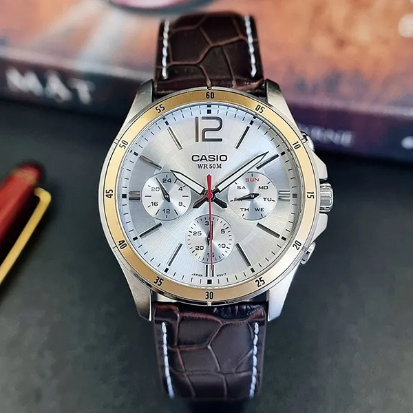Đồng Hồ Nam Casio MTP-1374L-7AVDF Màu Nâu Trắng