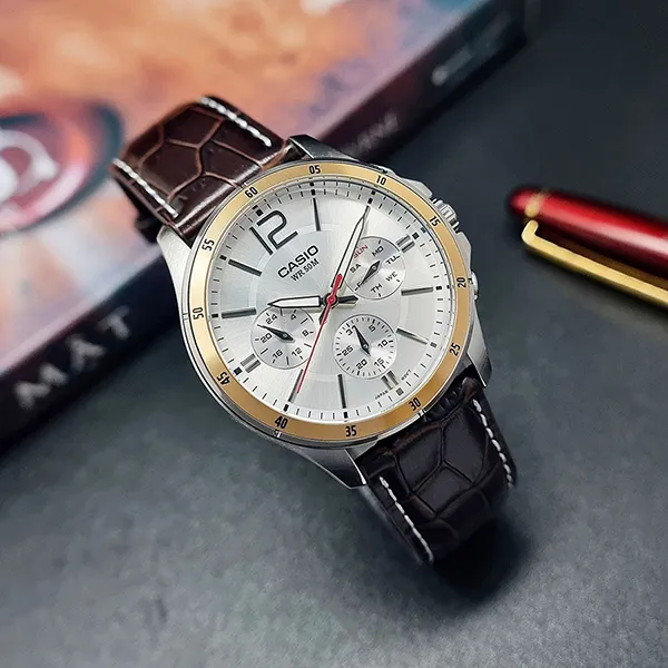 Đồng Hồ Nam Casio MTP-1374L-7AVDF Màu Nâu Trắng