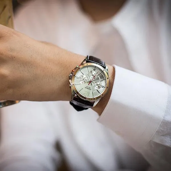 Đồng Hồ Nam Casio MTP-1374L-7AVDF Màu Nâu Trắng