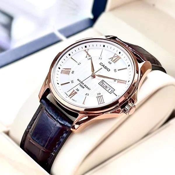 Đồng Hồ Nam Casio MTP-1384L-7AVDF Màu Nâu Trắng - Đồng hồ - Vua Hàng Hiệu