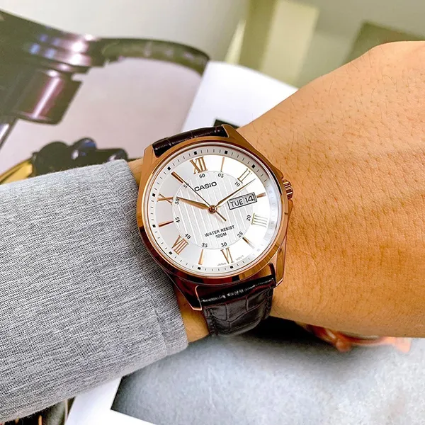 Đồng Hồ Nam Casio MTP-1384L-7AVDF Màu Nâu Trắng - Đồng hồ - Vua Hàng Hiệu