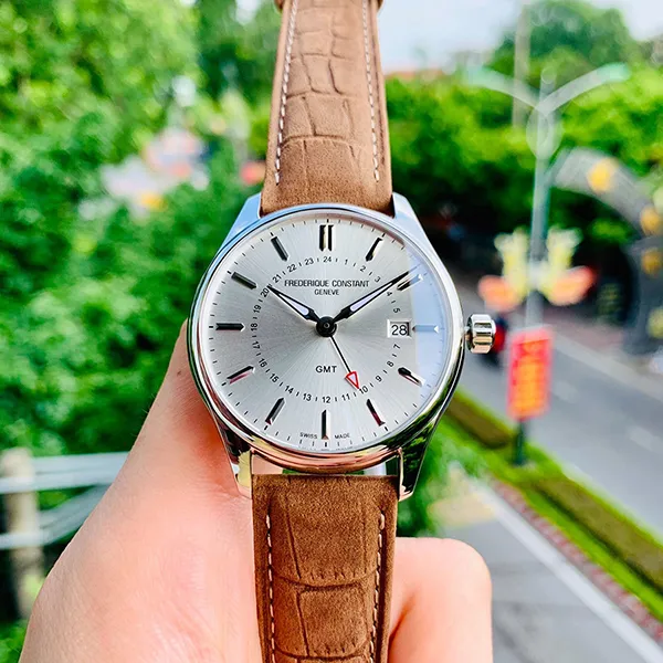 Đồng Hồ Nam Frederique Constant Classic Quartz GMT FC-252SS5B6 Màu Nâu Bạc